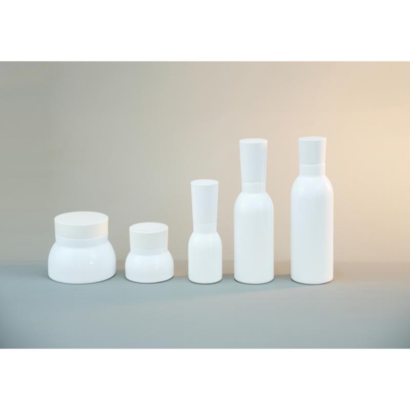 Milky White Opal Glass Natural Cylinder Lotion Bottles and Cream Jars